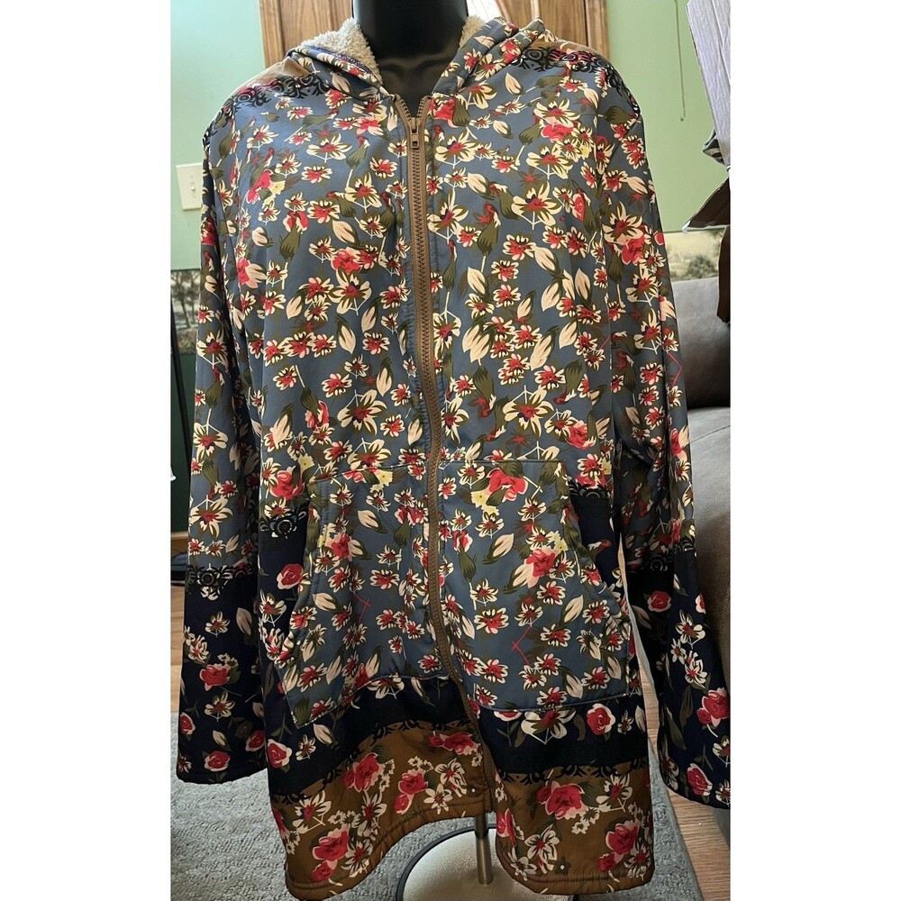 Floral Hooded Coat FABULOUS FLORYDAY PRINTED JACKET Large